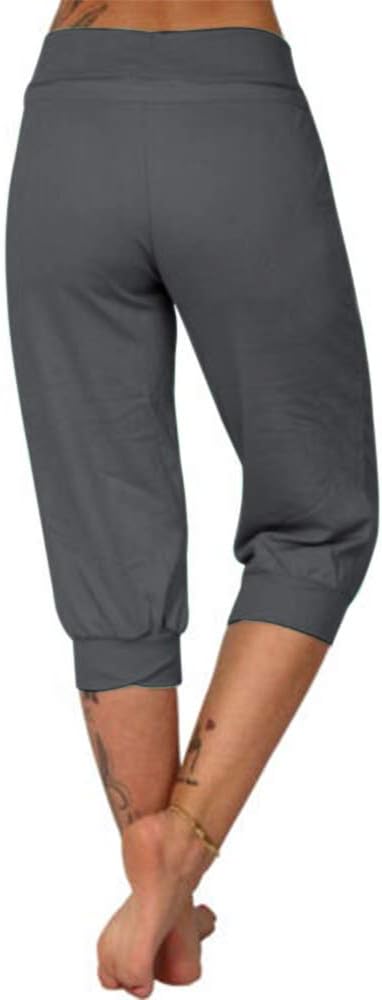 Bwogeeya Womens Capri Yoga Pants Loose Drawstring Pajama Pants Lounge Joggers Pants with Pockets - Image 3
