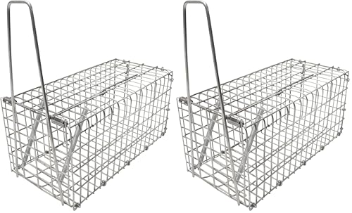HOME It® Trappola per Topi 22×10×10 cm in Rete Zincata – Gabbia a Scatto per Cattura Viva con Manico (Confezione da 2)