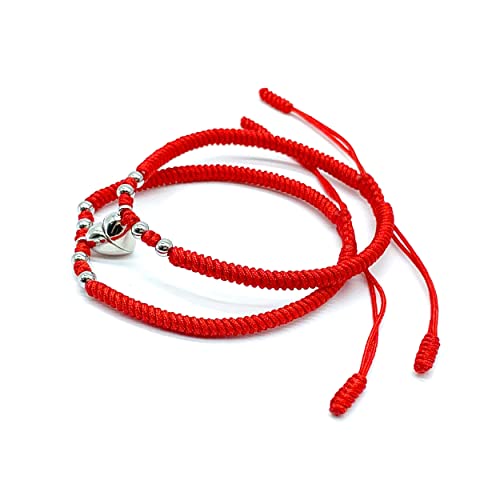 Lamibee Magnetic Matching Red Bracelet, Matching Bracelets For Best Friends, Matching Bracelets Couples, Couples Bracelets Magnetic, Magnetic Love Bracelets, Magnetic Bracelets For Women, Couples, Handmade Rope Braided Adjustable Bracelet #TOP2