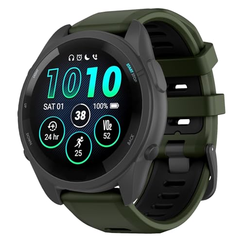 ISABAKE Pasek do zegarka Forerunner 570 47 mm/265/255 Music, silikonowy pasek zamienny 22 mm do Vivoactive 4/Venu 2/3