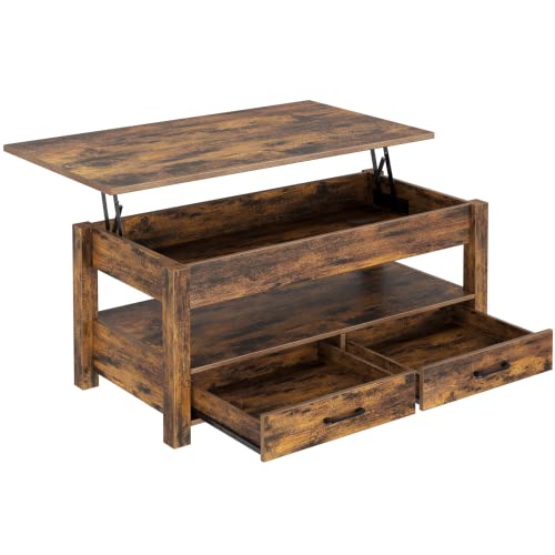 10. Coffee Table with Drawers & Wooden Lift Tabletop