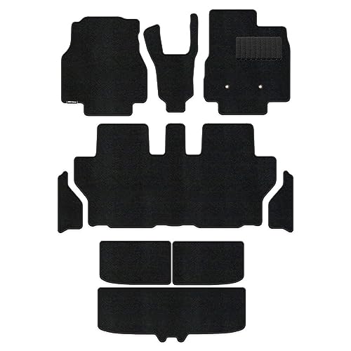 Hotfield ダイハツ 互換品 新型 ムーヴキャンバス ムーブキャンバス LA850S LA860S フロアマット+ステップマット+トランクマット ラゲッジマット 形状02 電動パーキングブレーキ/2WD/リアステップ分割形状 プレーンブラック