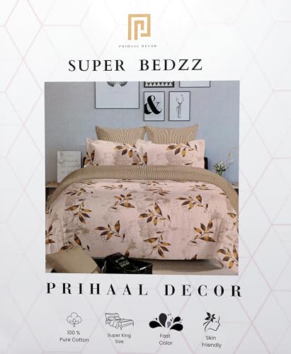 Image of Super Bedzz by Prihaal Decor Cotton Double Size Bedsheet with 2 Pillow Cover Size:108x108 (Coffee 8) bedsheet for Double Bed, Cotton Double bedsheet, Suitable for Bedroom, Gift Set