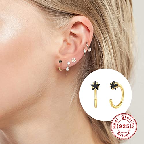Boucles d'oreilles lune étoile en argent 925 et émail - 6