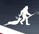 Thistle Brook Cottage Bigfoot Sasquatch Big Foot Carrying Rifle Hunting Decal Vinyl Sticker Cars Trucks Vans Walls Laptop White Hunting Deer Elk 5H X 8W Vinyl Decal Bumper Sticker