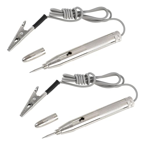 2 Piezas Comprobador de Corriente 6V/12V/24V, Comprobador de Fusibles Coche y Comprobador de Relé Coche con Pinza Cocodrilo, Sonda de Acero Afilada y Luz de Prueba para Circuitos de Bajo Voltaje