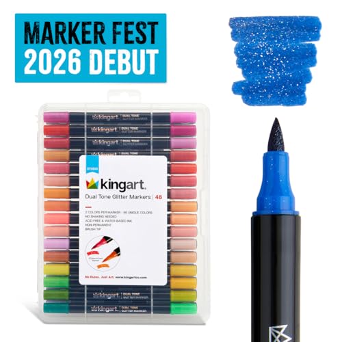 KINGART 48-Piece Acrylic Paint Marker Set – 2mm Bullet Tip – Vibrant Water-Based Multi-Surface Art Pens for Rock, Glass, Wood, & Canvas – 48 Unique Colors with Portable Storage Case Included by KINGART - Used condition - Image 9