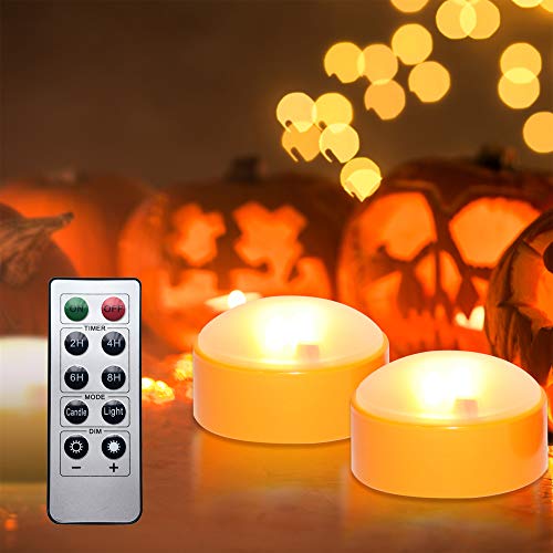 Qidea Led Pumpkin Lights With Remote And Timer, Battery Operated Bright Flickering Flameless Candle Lights For Pumpkin Decor, Jack-O-Lantern Halloween Party Decorations, Orange Color, 2 Pack #TOP10