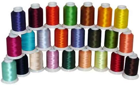 24-Cone Polyester Bobbin Machine Embroidery Thread Kit - 24 Colors - 1100 Yards - 60wt- ThreaDelighT
