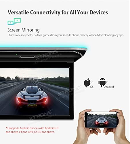 XTRONS CM158TA demonstrating screen mirroring from a smartphone.