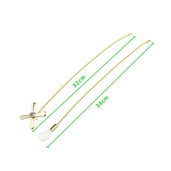YINETTECH Pair of Attractive Beaded Puller Chain with Bulb Pendant Fan Pendant Light Fan Decoration Bronze/Gold/Silver - Image 4