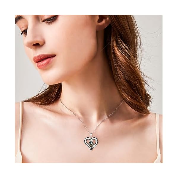 Gifts for Women Wife-Pearl Heart Pendant Necklace- Birthday for Girlfriend, Valentine's Day for Wives, Mother's Day for Mom Grandma, Gifts for Her on Wedding Anniversary Christmas Fine Jewelry - Image 3