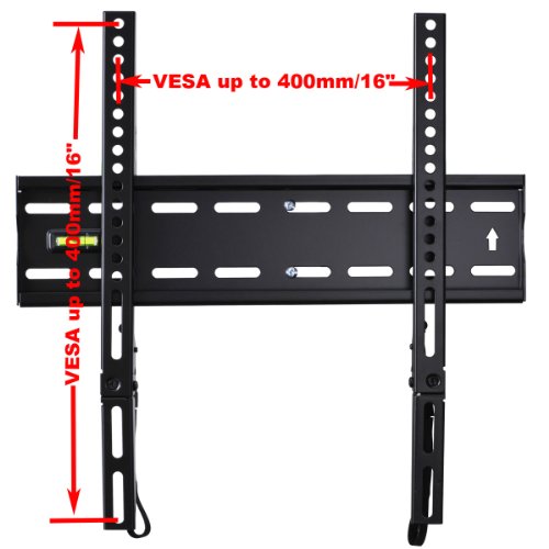 VideoSecu Ultra Slim TV Wall Mount for 27"-55" LCD LED Plasma TV, 110 lbs Weight Capacity, 1" Low Profile, VESA 100x100-400x400, Black, Fixed, Wall Mount
