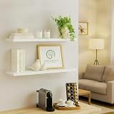 Kit com 2 Prateleiras Flutuantes Branca 60x15cm Suporte Invisível, Prateleira MDF, Prateleira Decorativa, Estante Organizador Multiuso Para Sala...