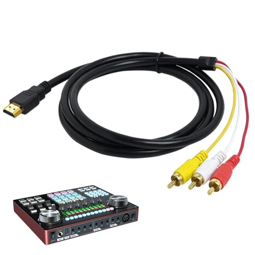 HDMI Macho a 3 RCA AV, 1.5m Cable HDMI a RCA 1080P H D M I Macho a 3 R C A Audio Video Adaptador de Audio Vídeo Compatible con Televisores DVD VCR Proyectores Transmisor de Señal Unidireccional