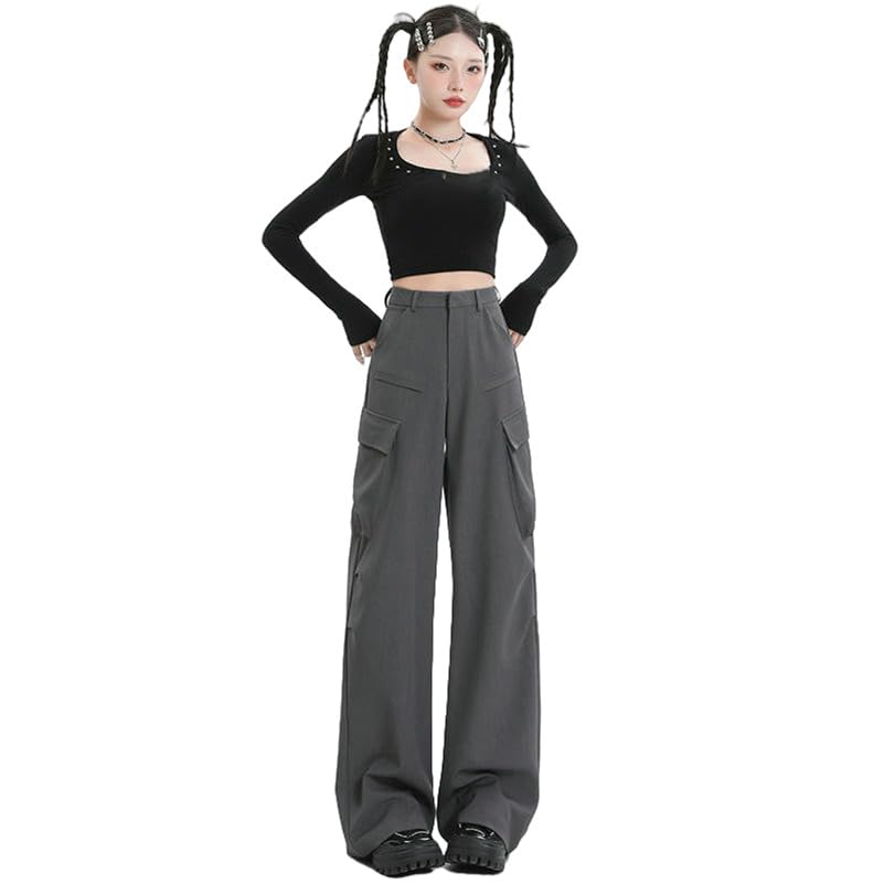 Pantalon cargo fluide taille haute léger et drapé pour femme active