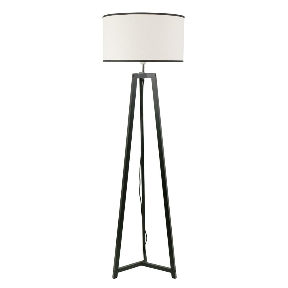 ValueLights | Natural Wood Freestanding Tripod Floor Lamp with Black Trim Drum Shade Living Room Lounge Light | Floor Lamps, Home Décor & Improvement Essential