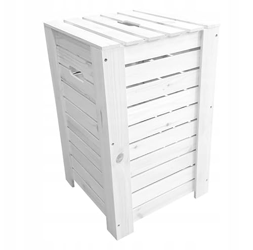 Wooden Square Storage Box For Dirty Clothes Laundry Basket Washing Bathroom WHITE Boxes Lid Handles Bedroom Towel Home Decorative