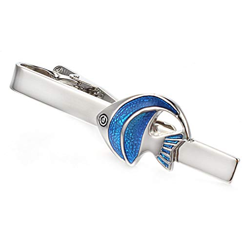 Runootpr Tie Clips For Men,Blue Fish Tie Clips For Men Clip On Tie Bar Neckties Suitable For Wedding Anniversary Business Tie Pin Clips #TOP2