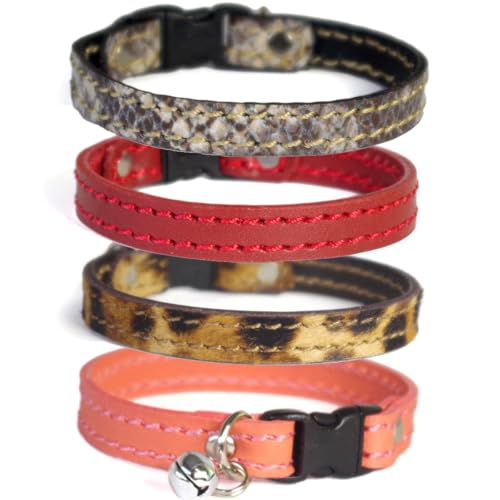 Extra+Heavy 猫用 スタッズ 革 首輪;Cats B002 サイズ(17?25cmの中から)1cm単位でオーダーメイド (赤, 21cm)