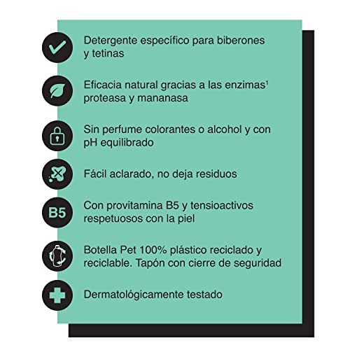 Suavinex, Detergente para Biberones y Tetinas. Limpia biberones, tetinas, chupetes y accesorios. Sin perfume. No deja residuos. Textura Gel. 82% Ingredientes de Origen Natural. 500 ml - imagen 4