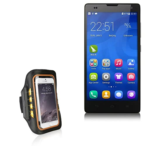 BoxWave Case for Honor 3X Pro (Case JogBrite Sports Armband, High Visibility Safety Light LED Runners Armband for Honor 3X Pro - Bold Orange