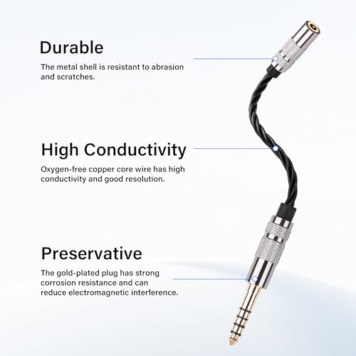 Cable adaptador audio 4.4mm macho a 3.5mm hembra 15 cm miniatura 3