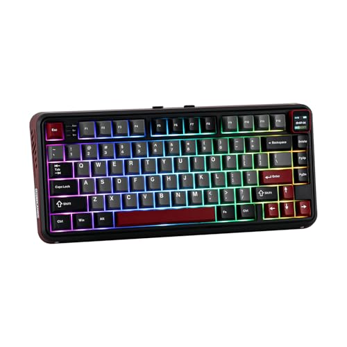 Image of MechLands Vibe75 V2 75% Wireless Gaming Keyboard with Interchangeable Screen Module, Hot Swappable Creamy Mechanical Keyboard with Gasket Structure, BT5.0 /2.4GHz /USB-C, 5-Layer Padding, RGB (Black)
