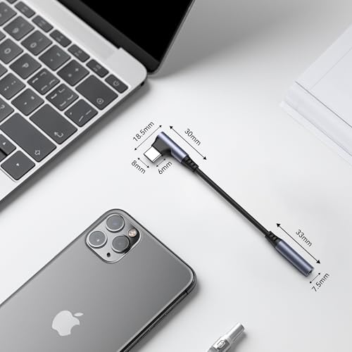Image of Meliya USB-C to 3.5mm Headphone Jack Right Angle Adapter - Type-C to Aux Digital Audio Dongle with Hi-Res DAC Chip, Compatible with iPhone 17 /16 /15 Series, Samsung, Google Pixel & USB-C Devices 1 pack