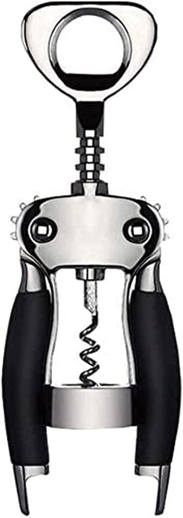Wine Opener, Zinc Alloy Premium Wing Corkscrew Wine Bottle Opener with Multifunctional Bottles Opener, Upgrade - Black