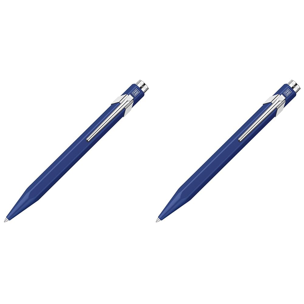 Caran d'Ache Kugelschreiber 849 Classic Line Blau lackiert Strichstärke: M, Schriftfarbe: Blau, Länge: 13 cm, 0846.159 (Packung mit 2)