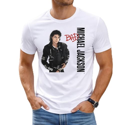 T-Shirt Blanc Iconique, Homme, Iconique, Michael Jackson - Qualité Premium Tailles S à XXL (FR/ES, Alpha/Lettres, XXL, Taille Normale, Taille Normale)