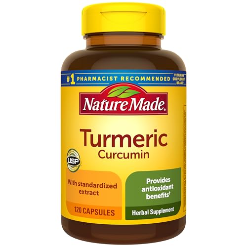 Nature Made Turmeric Curcumin 500 mg, Turmeric Curcumin Supplement for Antioxidant Support, Herbal Supplements, 120 Capsules, 120 Day Supply