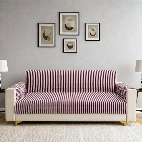Image of Homerz Premium 3 Seater Quilted Reversible Sofa Cover Mat with Pocket Arms | Polyester Blend 350 GSM Full Coverage & Back Belt for Stability (Azurea, 3 Seater)