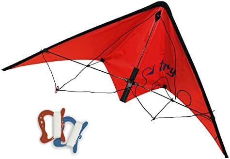 Eolo Kites Ready 2 Fly Kids’ Pop-Up Try Stunt Kite, Beginner’s 45”, Red, Patented System, Assembles in Seconds, Ripstop Construction, Sturdy Fiberglass Frame, Ages 8+