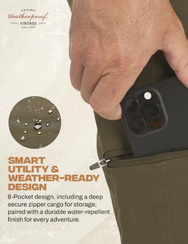 Image of Weatherproof Vintage Casual Hiking Pants for Men - Lightweight Stretch Travel Mens Work Pants with Utility Cargo Pocket