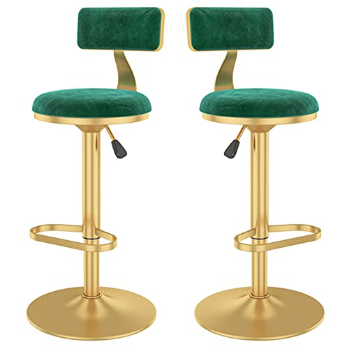 Barhocker HAIZHEN- Barhockerzählerhöhe, Drehende Fußstütze Und Kissen Rücken, Höhenverstellbare Moderne Samtstühle, 2 Set Von 2(Color:Grün) Cover