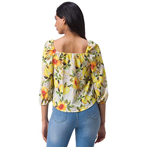 Image of Globus Women Yellow Floral Print Top