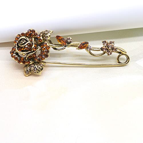 Image of Crystal Pearl Flower Brooches Pins Fashion Beautiful Created Rhinestone Floral Brooch Good Idea for Party Dance Wedding Banquet for Elegant Women Girl