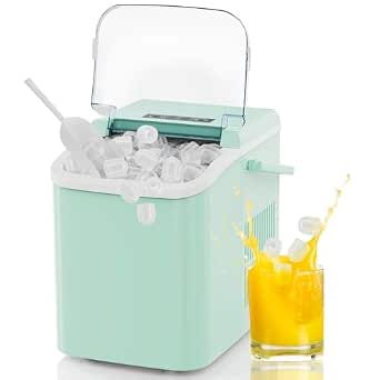 NEWBULIG Countertop Ice Maker Machine with Handle, Portable Ice Maker