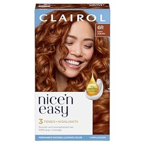 Clairol Nice’n Easy Permanent Hair Dye, 6R Light Auburn Hair Color, Pack of 1