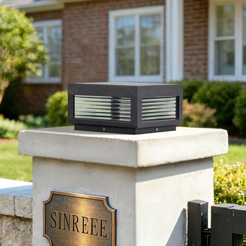 PAKEDANDUN Outdoor Post Lights, 9.84" Hard Wired Column Pillar Light Waterproof Modern Lamp Posts AC100-240V LED Square Lantern for Fence Driveway Patio Garden Backyard — view 5