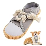 vocheer Dog Chew Toy, Dog Toys to Keep Them Busy Durable Teething Shoe Interactive Squeaky Puppy Toy,Small,Medium Breze, Machine Washable(Grey)