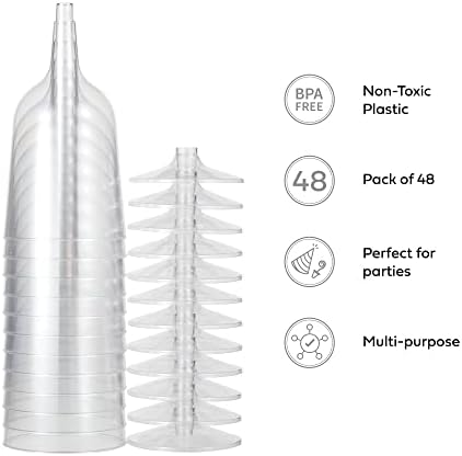 MATANA - 48 Pack Multi-use Clear Plastic Wine Glasses for Garden Wedding Anniversary and Birthday Party - 180ml