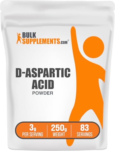 BulkSupplements.com D-Aspartic Acid Powder - D-Aspartic Acid Supplement for Men Unflavored Amino Acid - Pure & Gluten Free 3g per Serving 250g (8.8 oz) (Pack of 1)