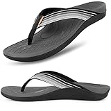 Flip Flops Damen Herren mit Bequemen Arch Support Zehentrenner Innen & Draussen Thong Sandalen für Plantar Fasciitis, Flache Füße,Sport Slipper Frauen (Grau, numeric_38)