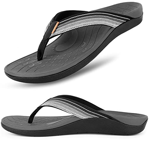 Cómodas sandalias ortopédicas con soporte de arco para mujeres y hombres, antideslizantes, casuales, para fascitis plantar, espolón de talón, gris, 37/37.5 EU Cover