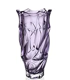 Czech Bohemian Crystal Glass Vase 12''-Height Amethyst ''Flamenco'' Vintage European Design Elegant Centerpiece Flower Vase Home Decor Birthday Wedding Housewarming Anniversary