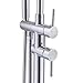 KES Brass Freestanding Bathtub Faucet Floor Mounted Bath Tub Filler Faucets with Hand Held Shower Head Chrome, L5801