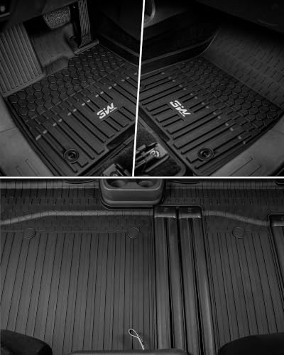 Image of 3W Floor Mats & Trunk Mat& Backrest Mats for Toyota Sienna 2021-2026 (Only for 7 Seat), TPE All Weather Custom Fit Floor Liner for Sienna 1st, 2nd and 3rd Row and Cargo Mat, Black